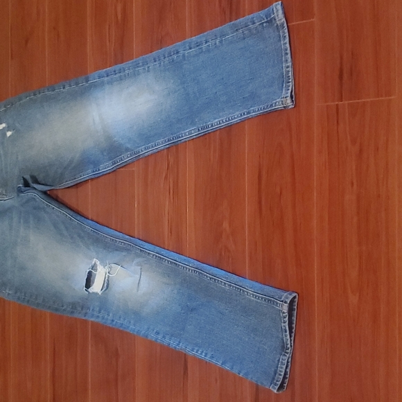 Old Navy Distressed Boyfriend Straight Jeans Blue Size 4 Regular - Picture 2 of 10
